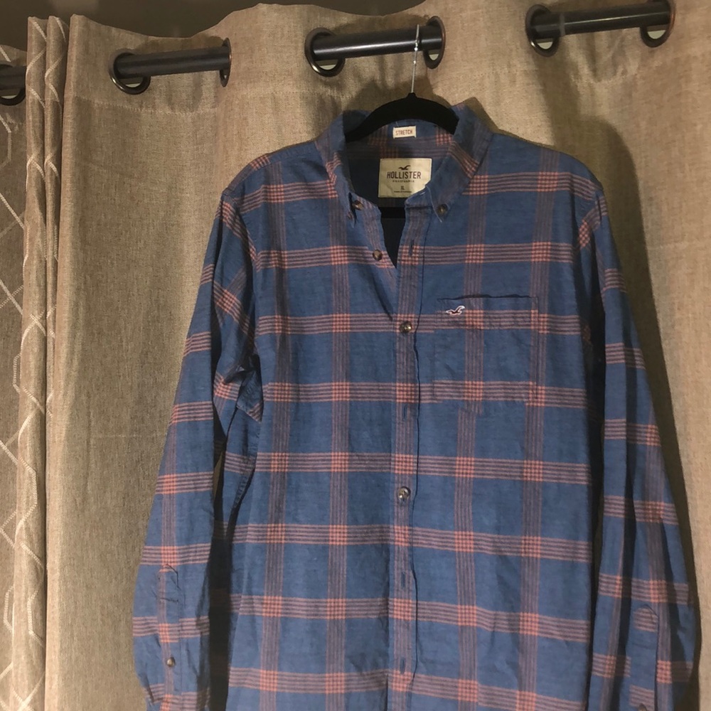 Blue and Orange Plaid Button Down